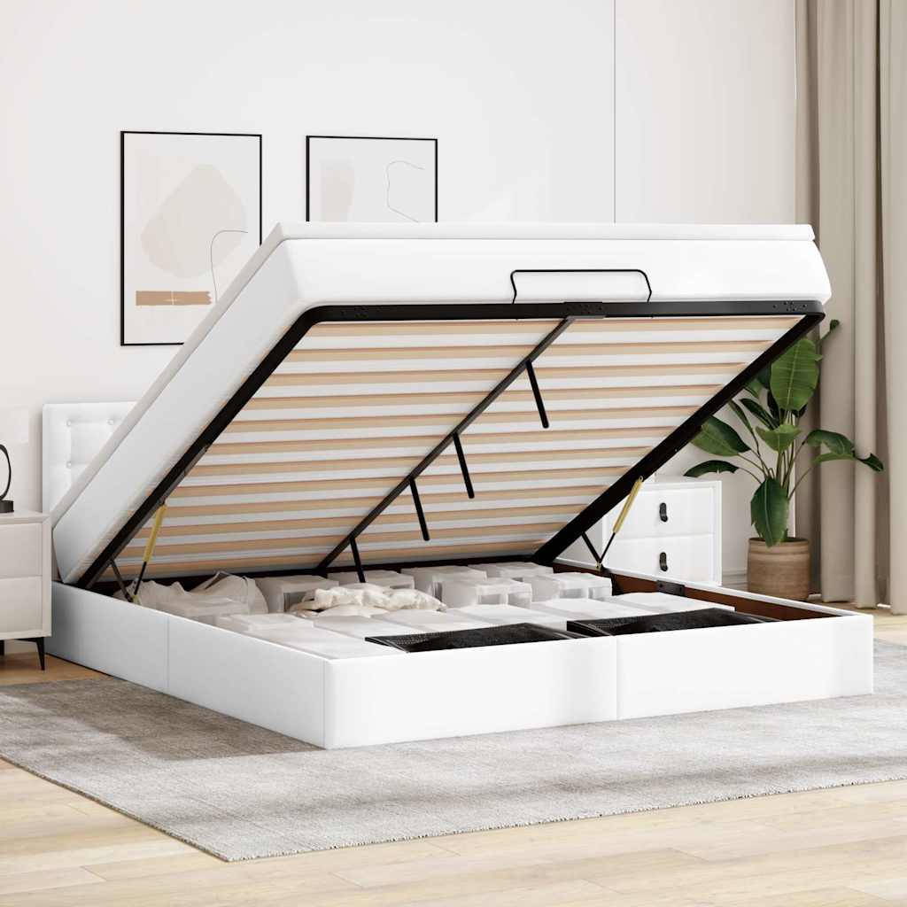 Lit ottoman avec matelas & LED blanc pur 180x200cm similicuir - XIOS