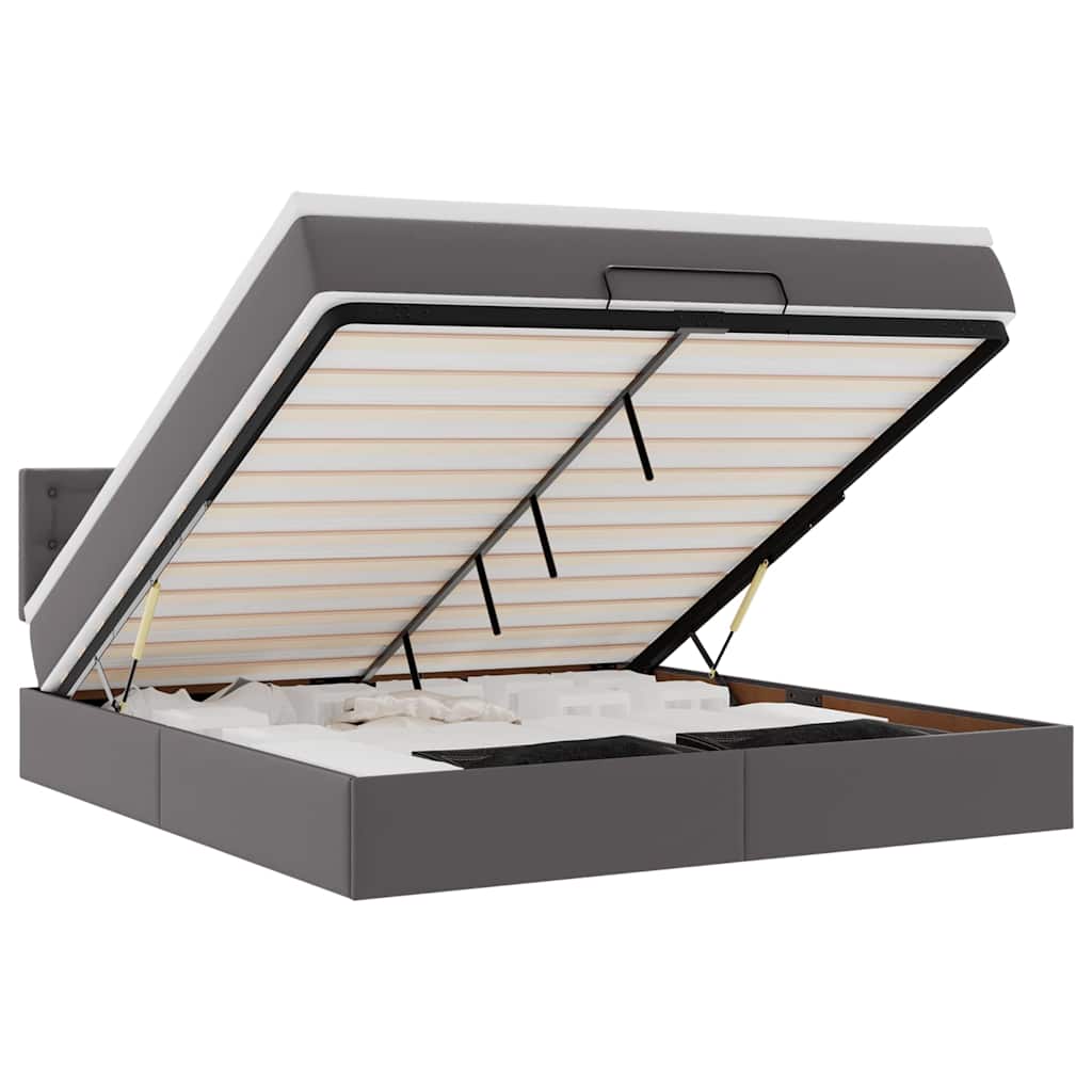Lit ottoman avec matelas & LED Gris 180x200cm similicuir - XIOS