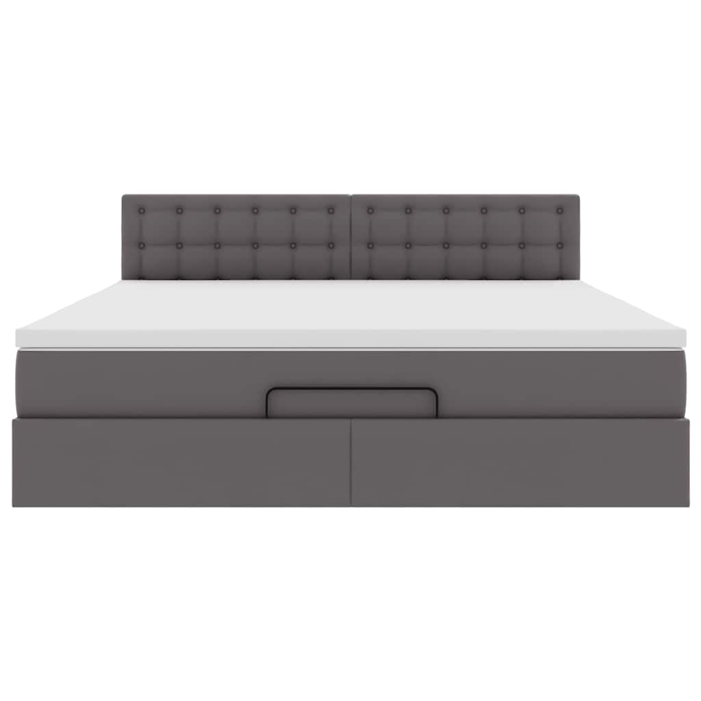 Lit ottoman avec matelas & LED Gris 180x200cm similicuir - XIOS
