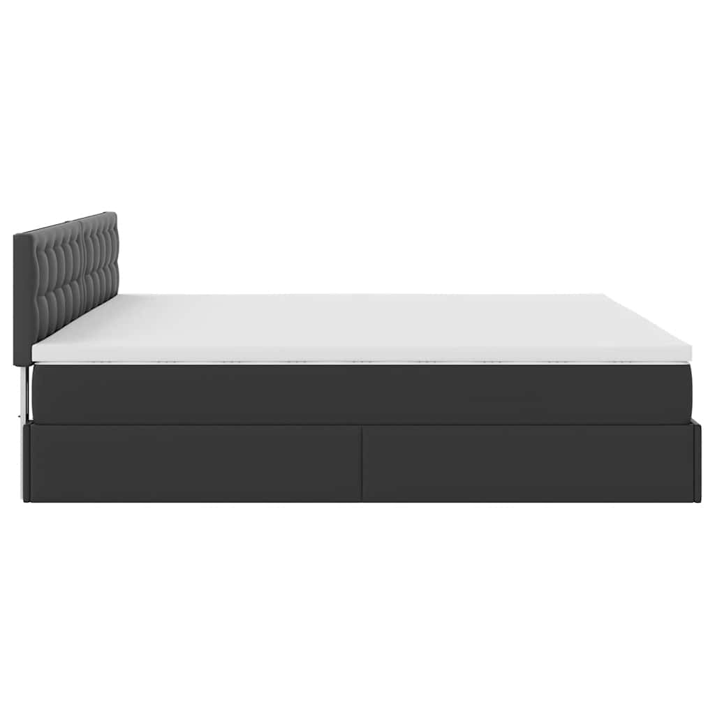 Cadre de lit ottoman avec matelas noir 200x200 cm similicuir - XIOS