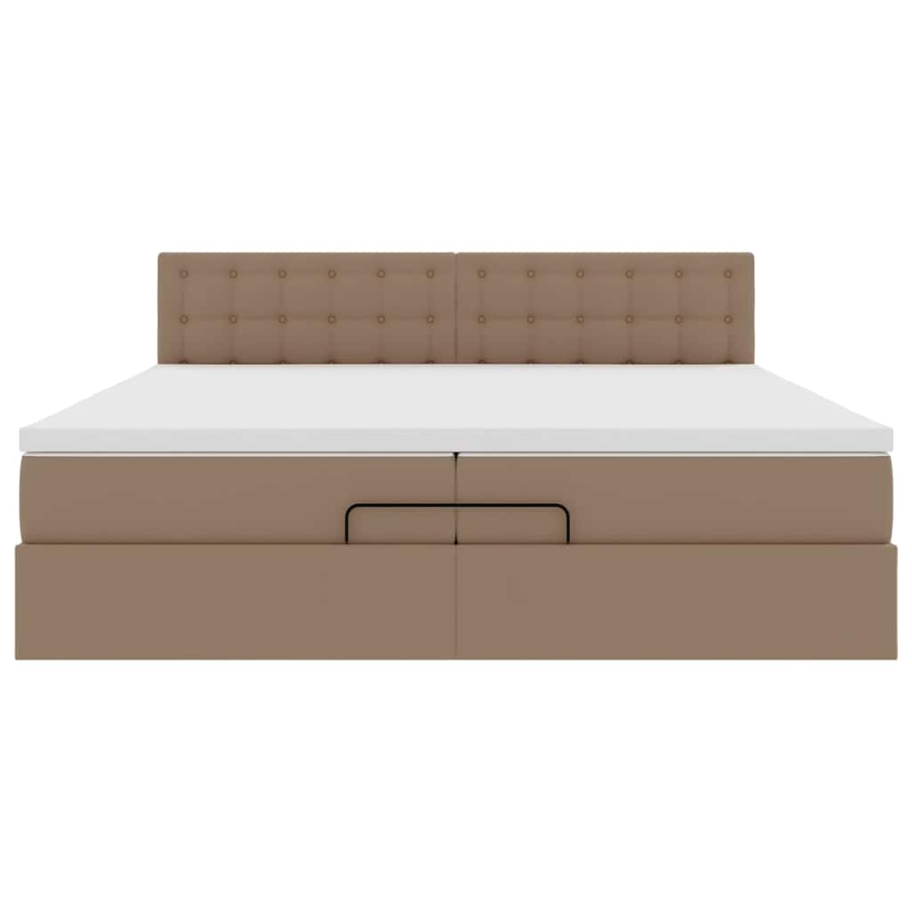 Cadre de lit ottoman et matelas cappuccino 200x200cm similicuir - XIOS