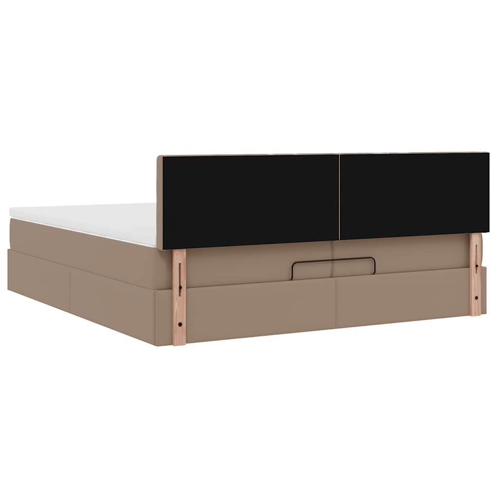 Cadre de lit ottoman et matelas cappuccino 200x200cm similicuir - XIOS