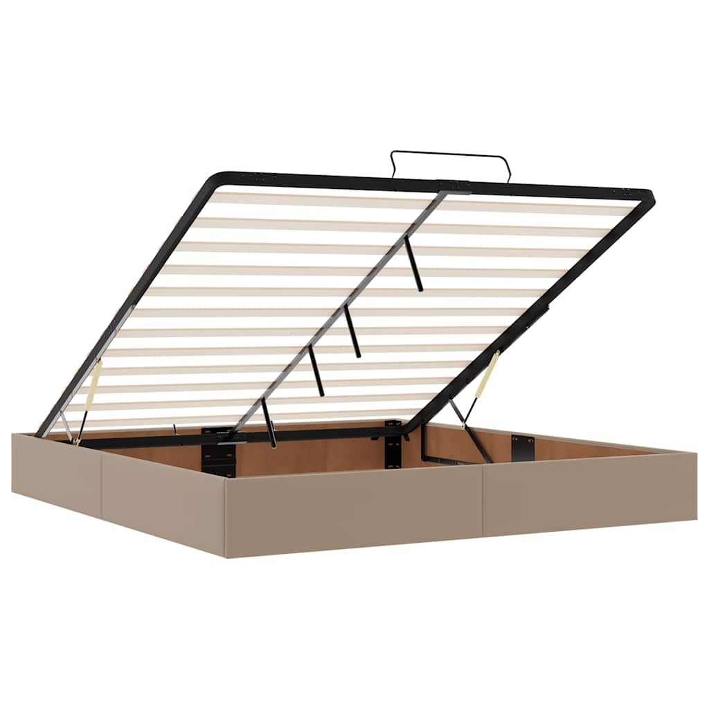 Cadre de lit ottoman et matelas cappuccino 200x200cm similicuir - XIOS