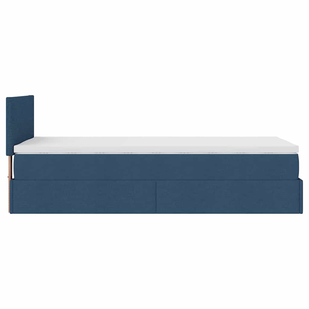Cadre de lit ottoman avec matelas bleu 80x200 cm tissu - XIOS