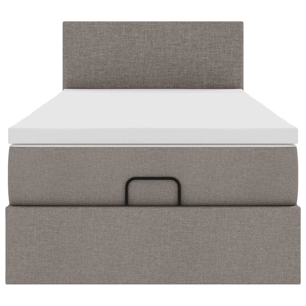 Lit ottoman avec matelas et LED taupe 90x200 cm tissu - XIOS