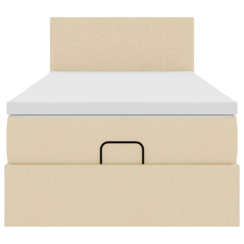 Lit ottoman avec matelas et LED crème 90x200 cm tissu - XIOS