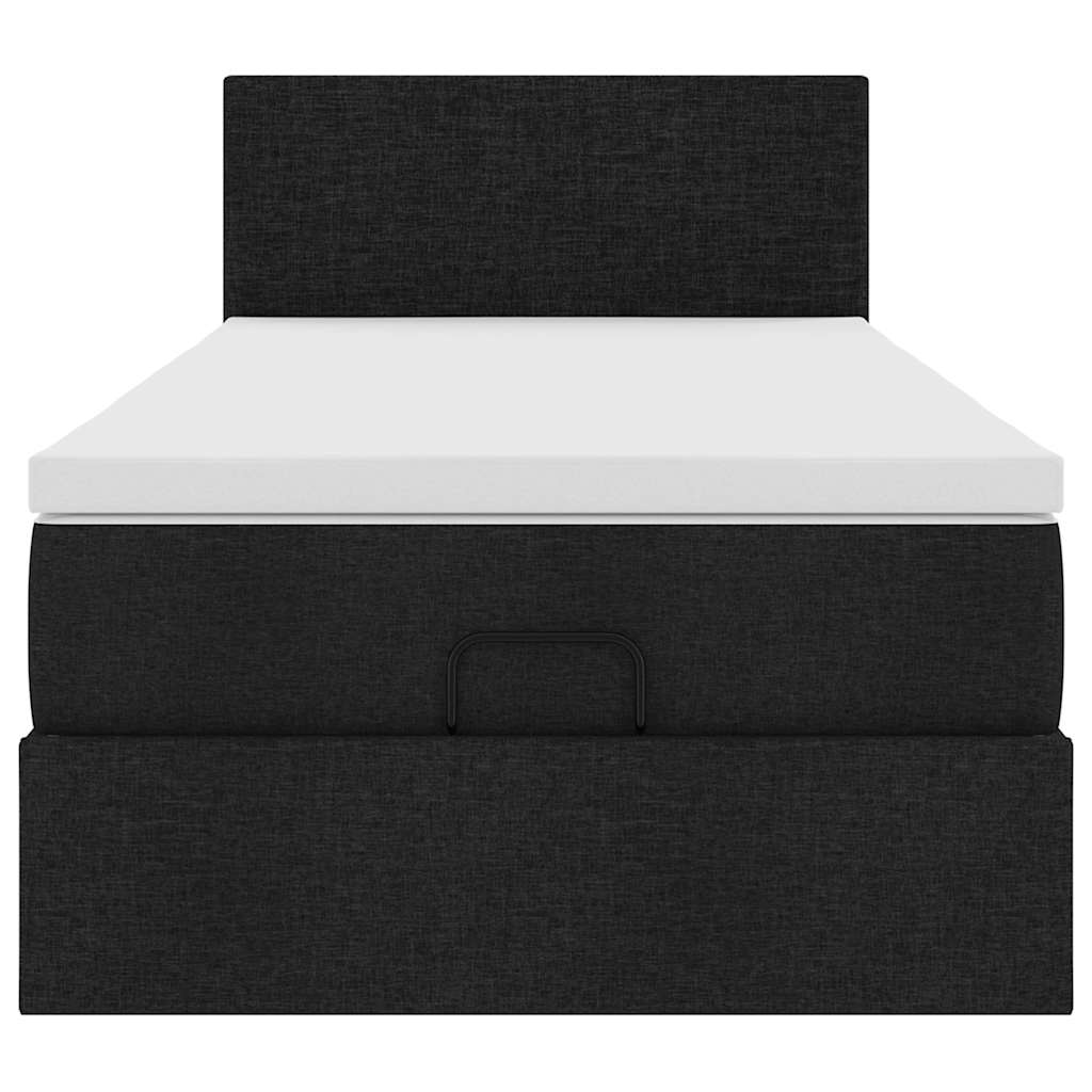 Lit ottoman avec matelas noir 100x200 cm tissu - XIOS