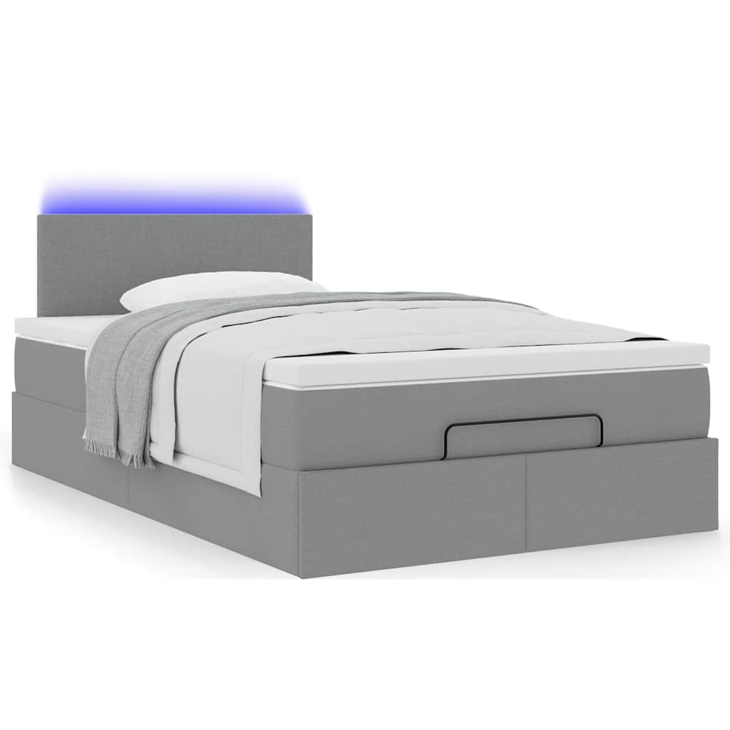 Lit ottoman avec matelas gris clair 120x190 cm tissu - XIOS