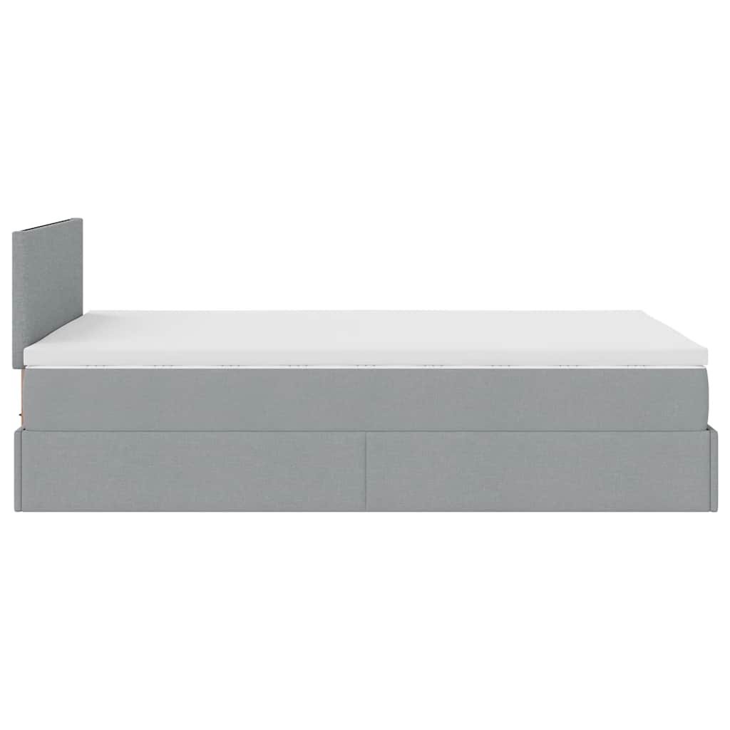 Lit ottoman avec matelas gris clair 120x190 cm tissu - XIOS