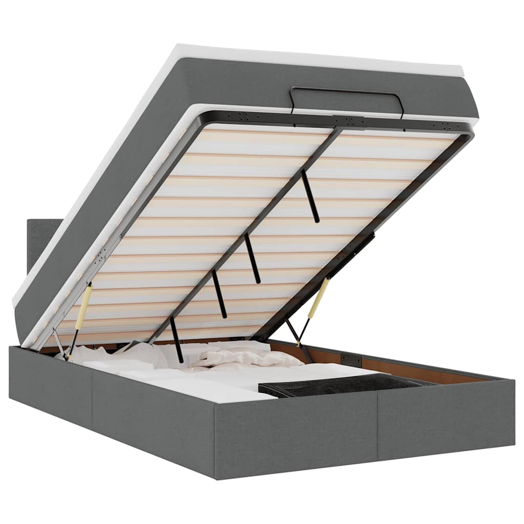 Lit ottoman avec matelas et LED gris foncé 120x190 cm tissu - XIOS