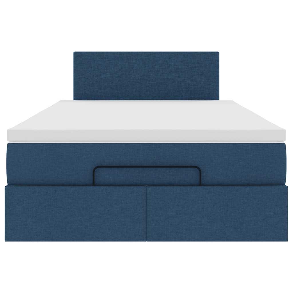 Lit ottoman avec matelas et LED bleu 120x190 cm tissu - XIOS