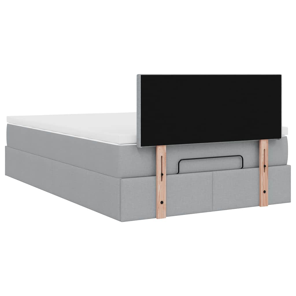 Lit ottoman avec matelas gris clair 120x200 cm tissu