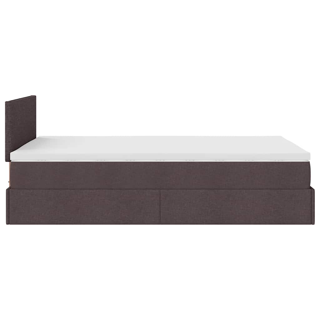 Lit ottoman avec matelas marron foncé 120x200 cm tissu