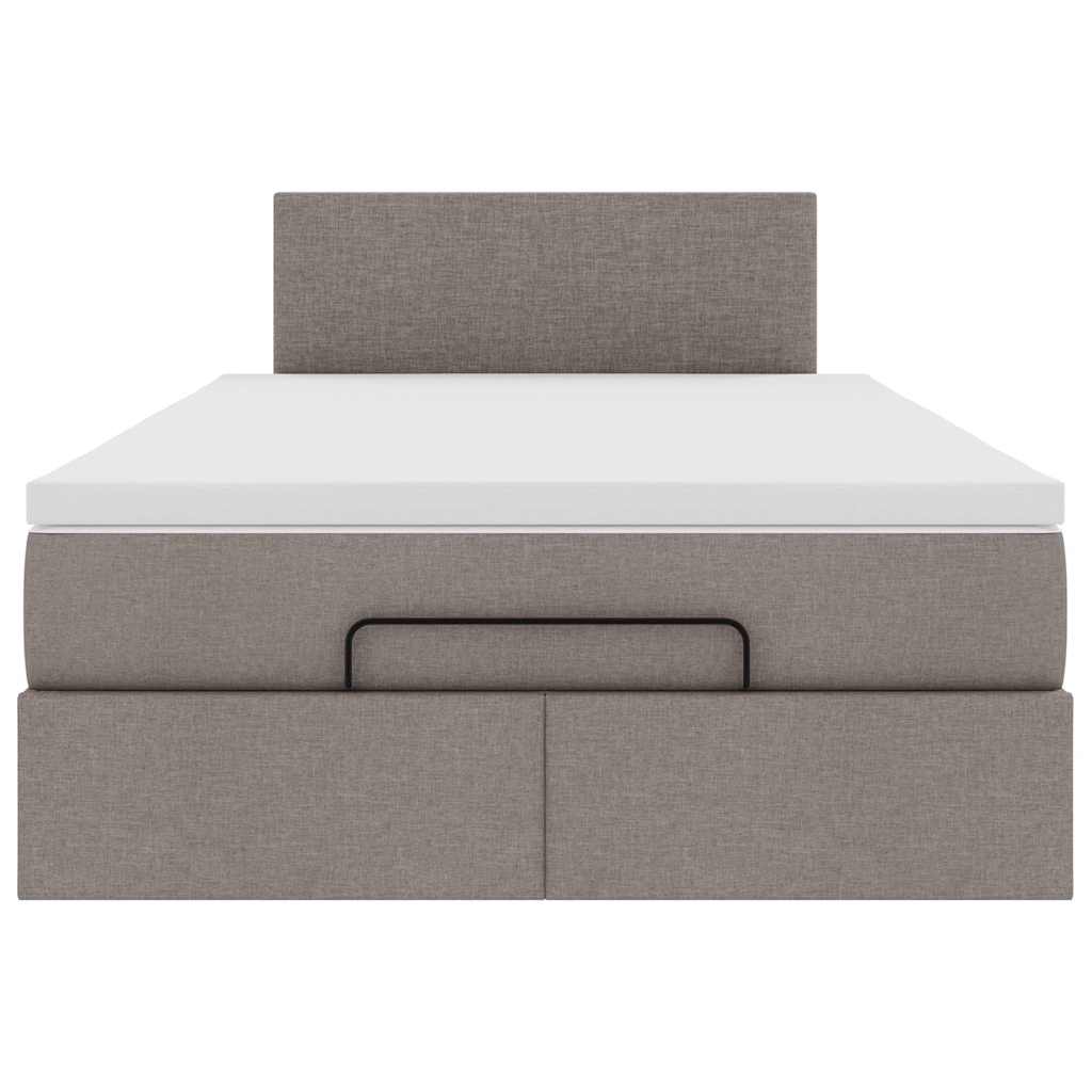 Cadre de lit ottoman avec matelas taupe 120x200 cm tissu - XIOS