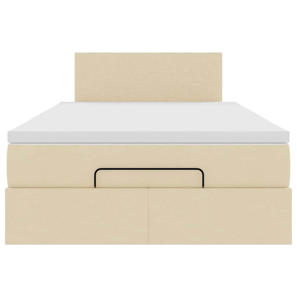 Cadre de lit ottoman avec matelas crème 120x200cm tissu - XIOS