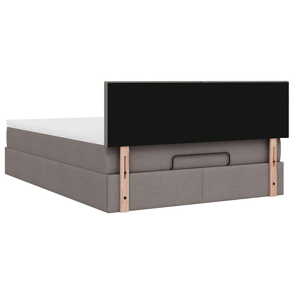 Lit ottoman avec matelas et LED taupe 140x190 cm tissu