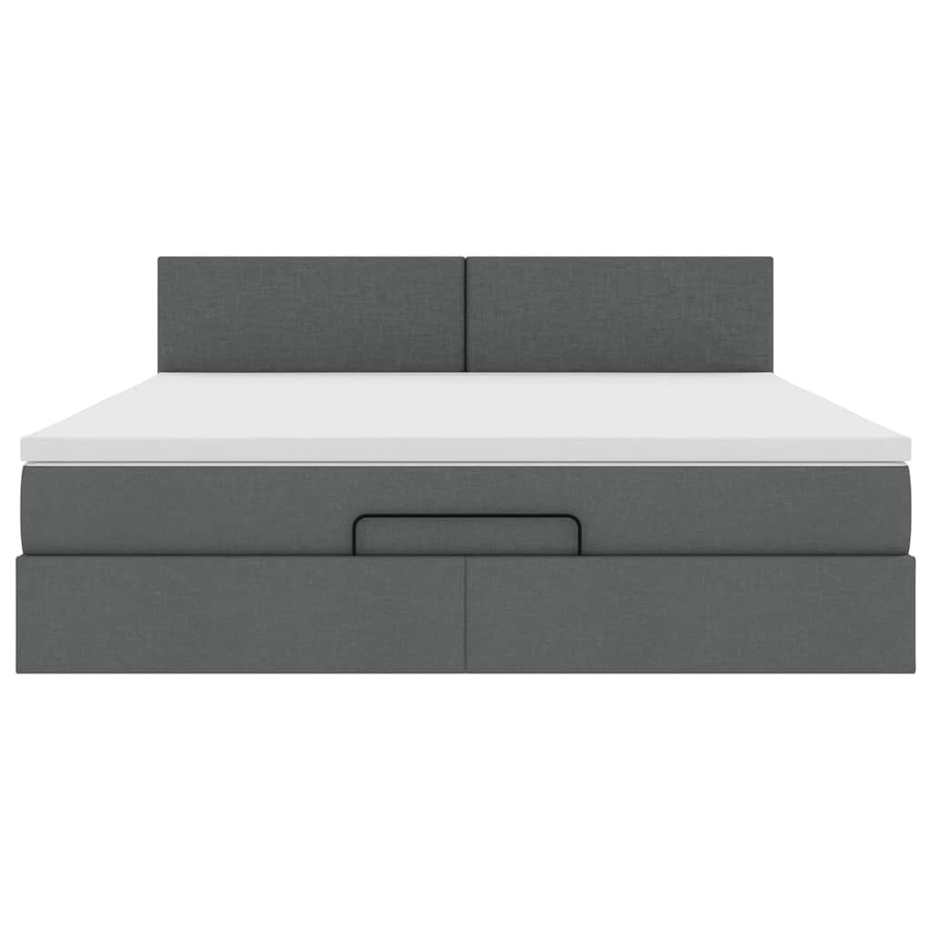Cadre de lit ottoman avec matelas gris foncé 160x200cm tissu - XIOS