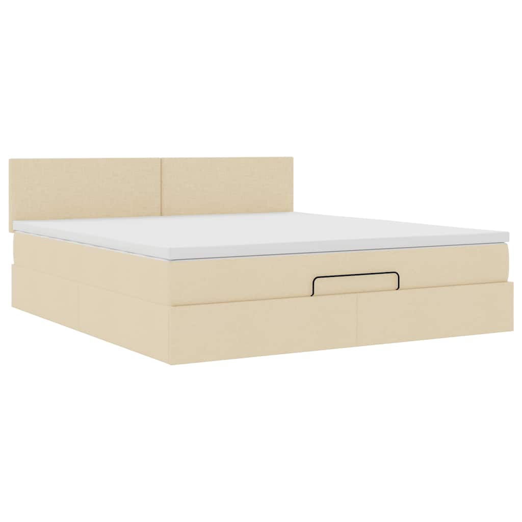 Cadre de lit ottoman avec matelas crème 160x200 cm tissu - XIOS