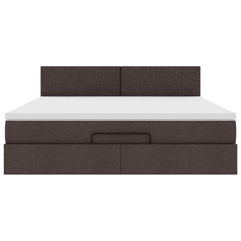 Lit ottoman avec matelas et LED Marron foncé 180x200 cm tissu - XIOS