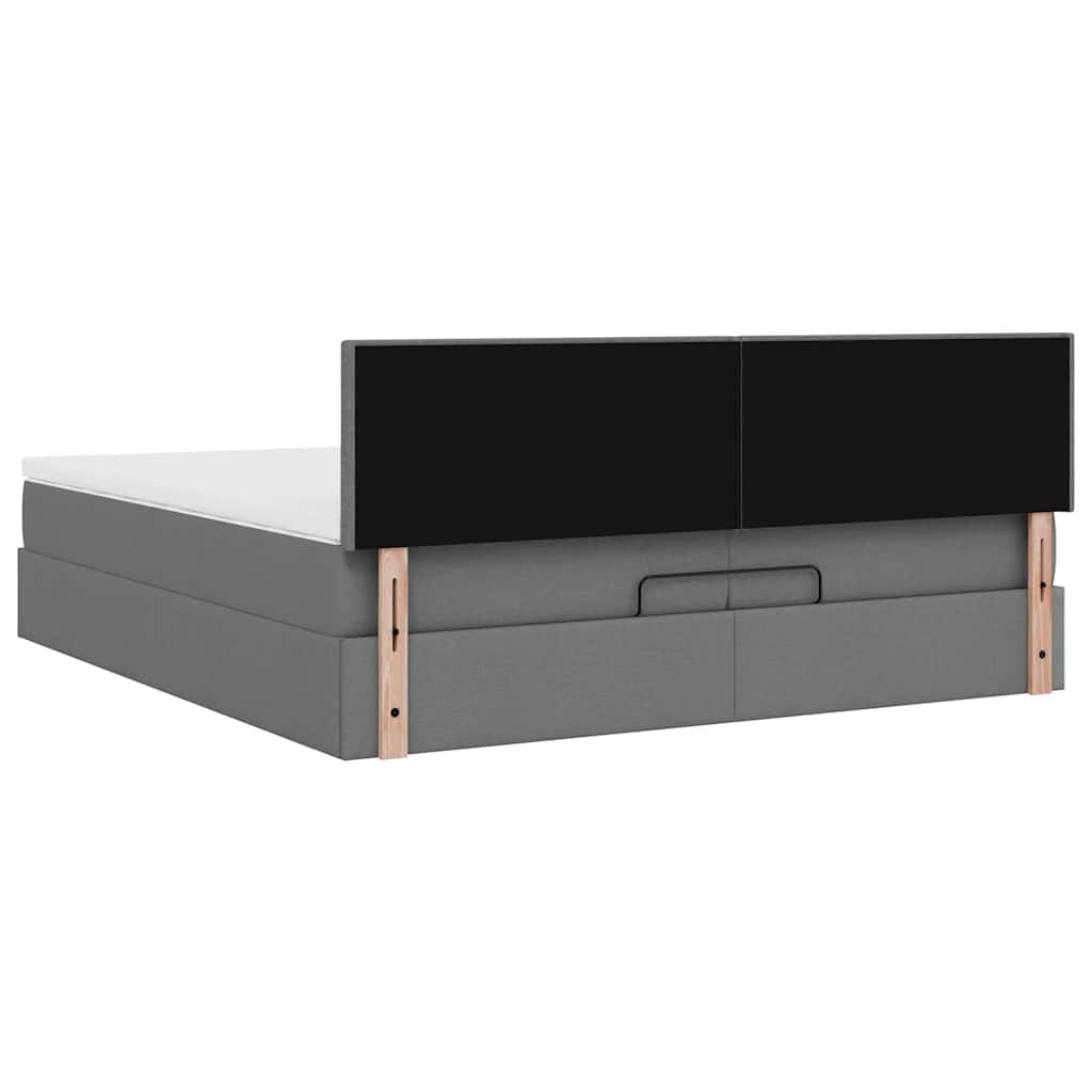 Cadre de lit ottoman avec matelas gris foncé 200x200cm tissu - XIOS