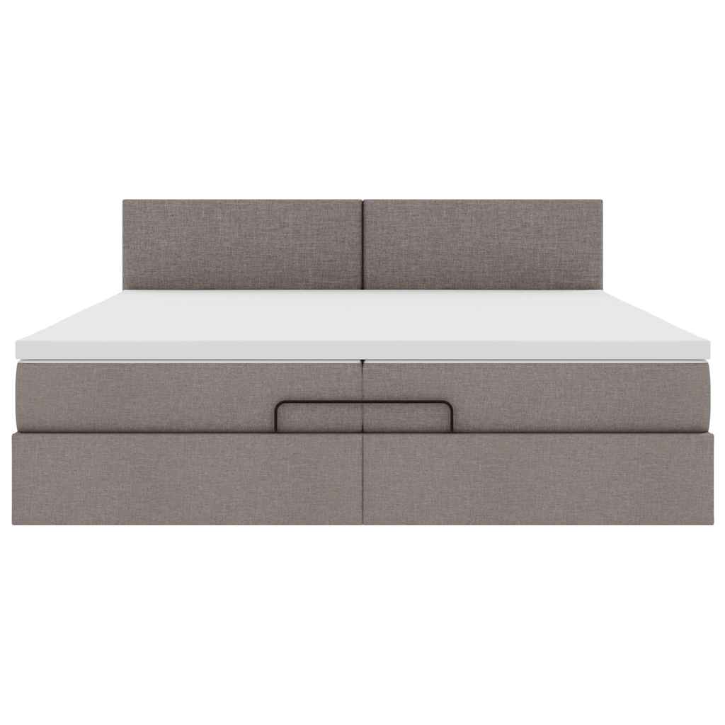 Cadre de lit ottoman avec matelas taupe 200x200cm tissu - XIOS