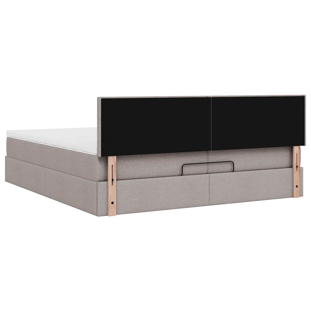 Cadre de lit ottoman avec matelas taupe 200x200cm tissu - XIOS