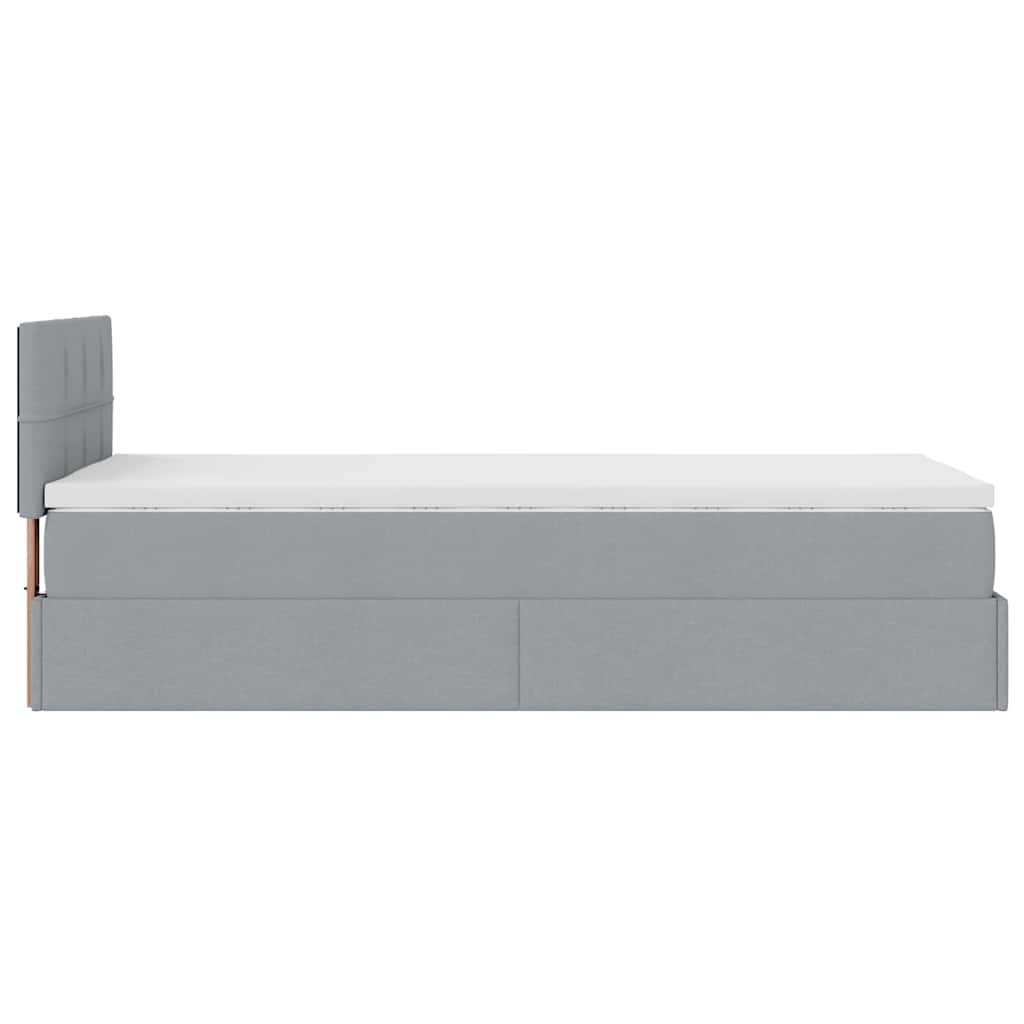 Cadre de lit ottoman et matelas gris clair 90x190 cm tissu - XIOS