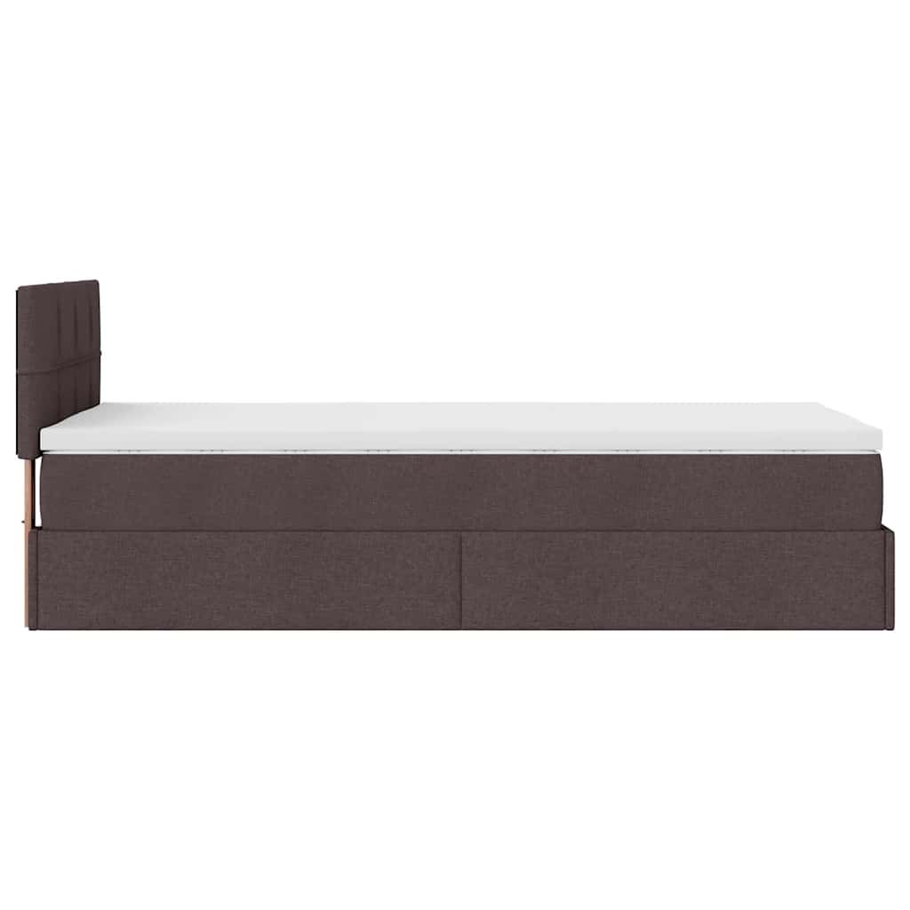 Lit ottoman avec matelas et LED marron foncé 90x200 cm tissu - XIOS