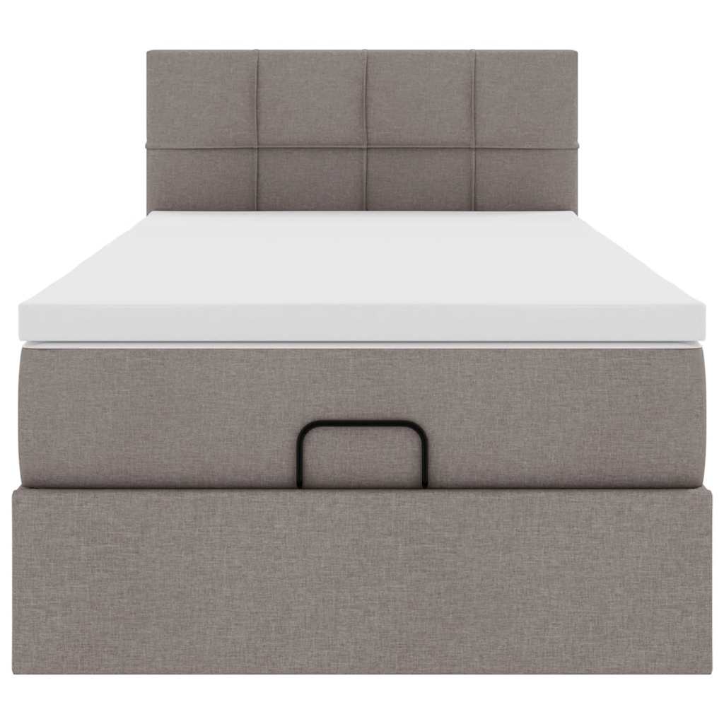 Lit ottoman avec matelas et LED taupe 90x200 cm tissu - XIOS