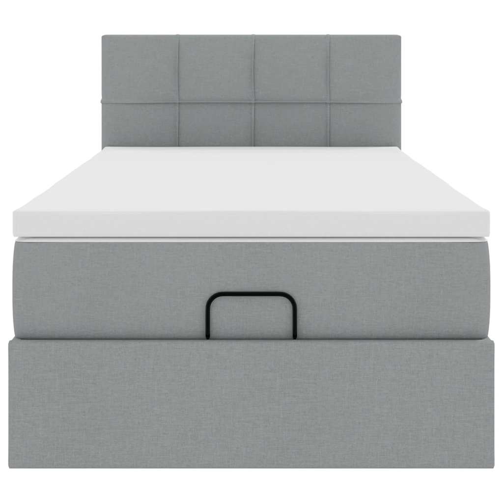 Lit ottoman avec matelas gris clair 100x200 cm tissu - XIOS