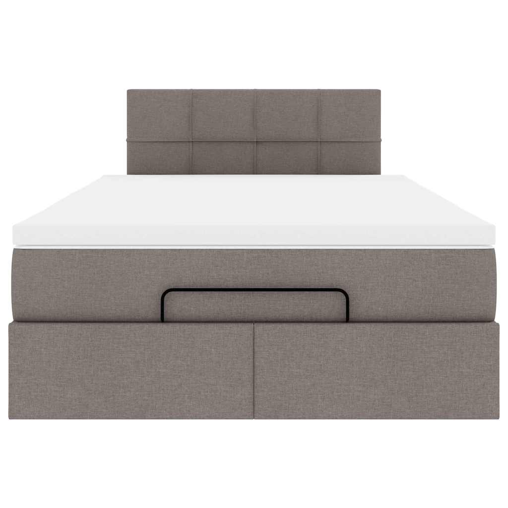 Lit ottoman avec matelas et LED Taupe 120x190 cm tissu - XIOS