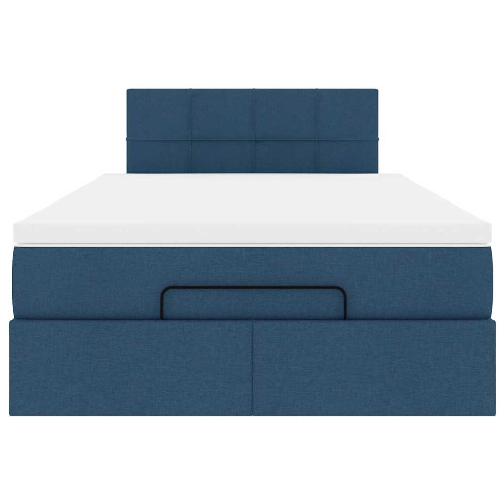 Lit ottoman avec matelas et LED bleu 120x190 cm tissu - XIOS