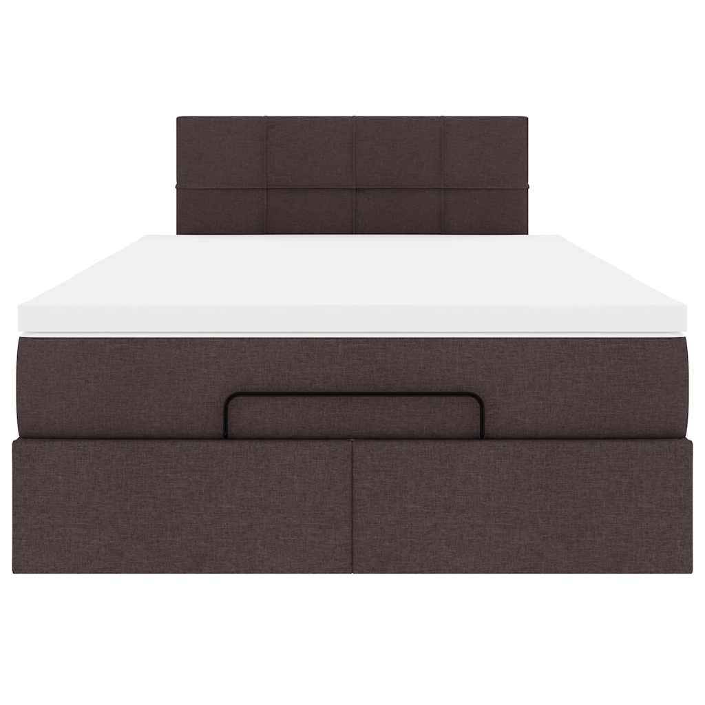Lit ottoman avec matelas marron foncé 120x200 cm tissu