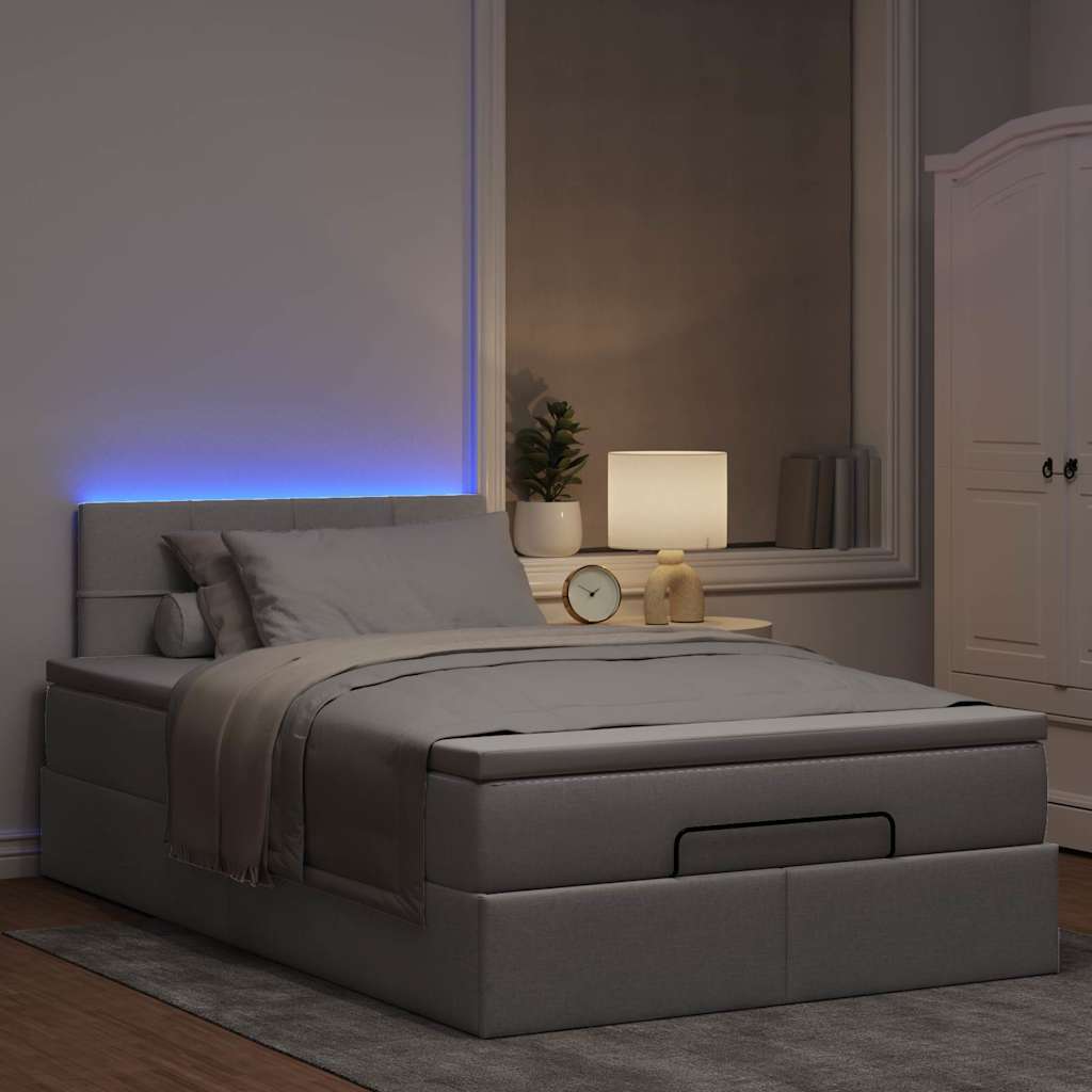 Cadre de lit ottoman avec matelas taupe 120x200 cm tissu - XIOS