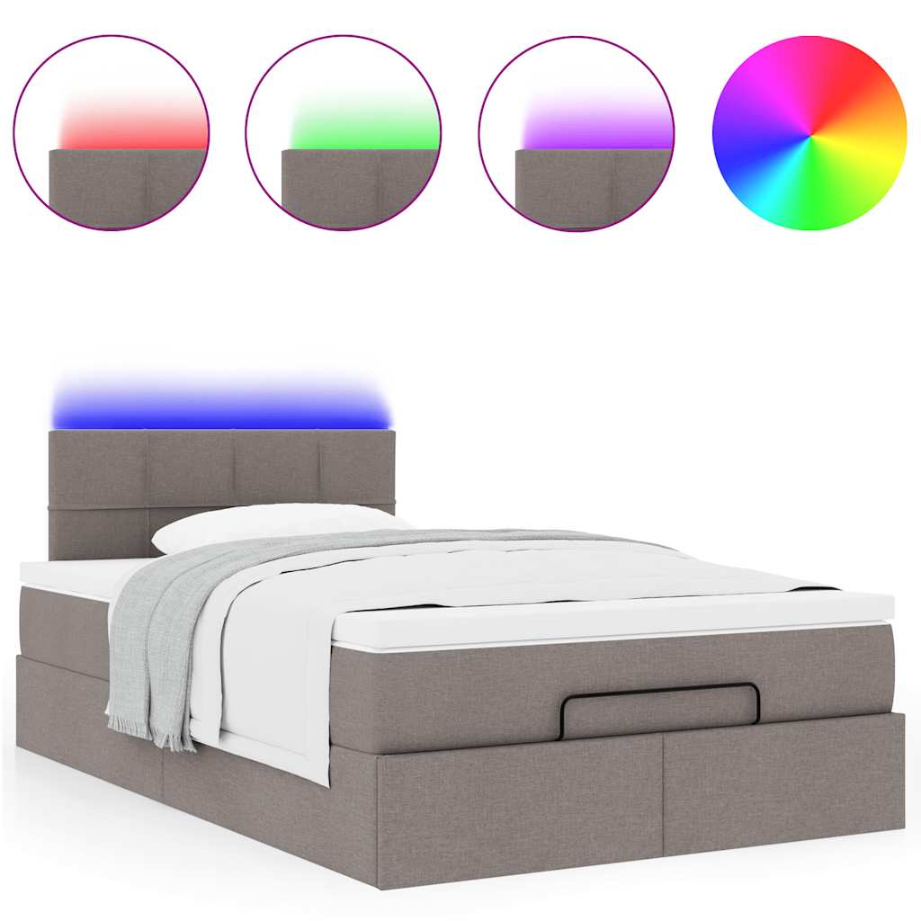 Cadre de lit ottoman avec matelas taupe 120x200 cm tissu - XIOS
