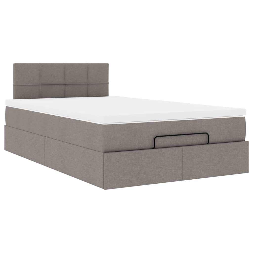 Cadre de lit ottoman avec matelas taupe 120x200 cm tissu - XIOS