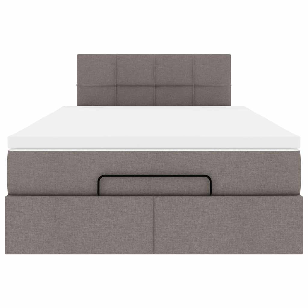 Cadre de lit ottoman avec matelas taupe 120x200 cm tissu - XIOS