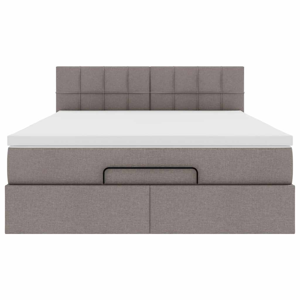 Lit ottoman avec matelas et LED taupe 140x190 cm tissu - XIOS