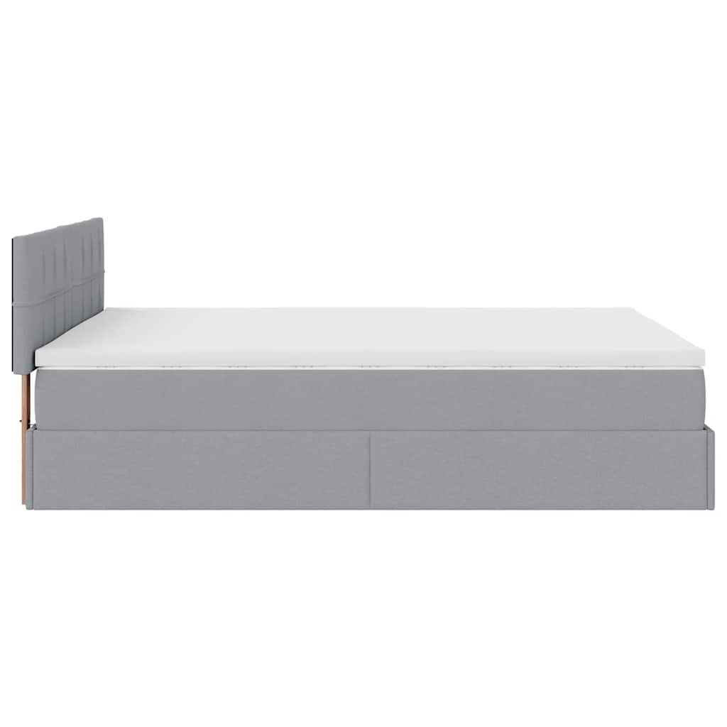 Cadre de lit ottoman et matelas gris clair 140x200 cm tissu - XIOS