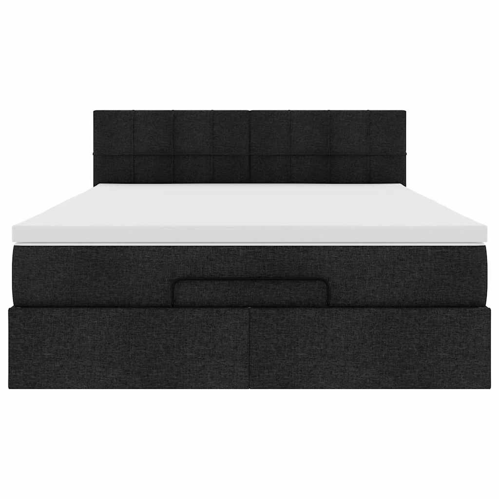 Lit ottoman avec matelas et LED noir 140x200 cm tissu - XIOS