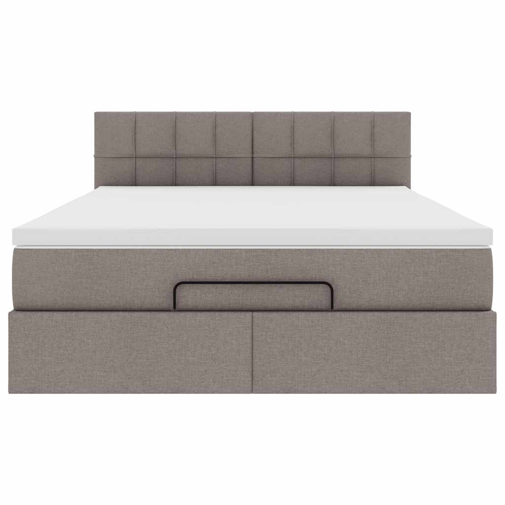 Lit ottoman avec matelas et LED taupe 140x200 cm tissu - XIOS
