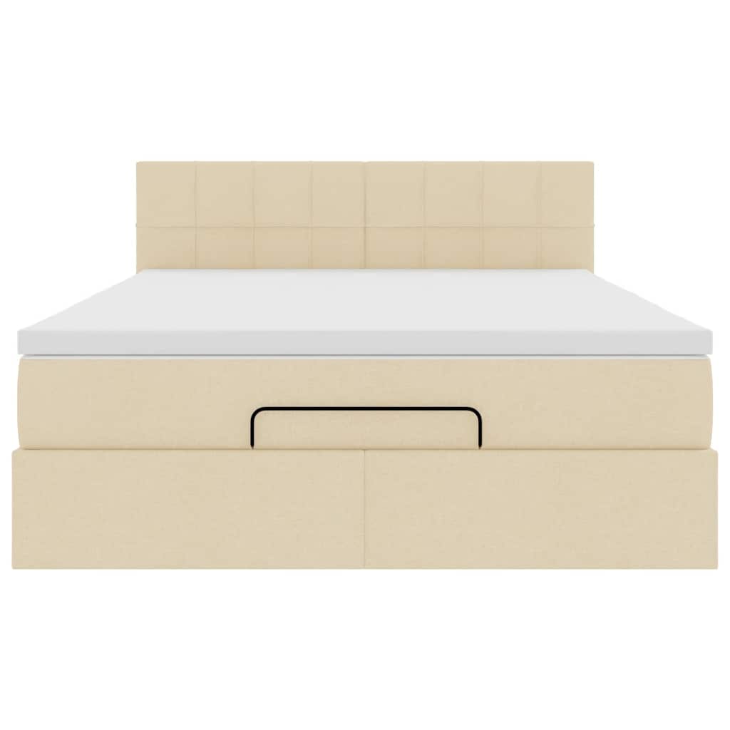 Lit ottoman avec matelas et LED crème 140x200 cm tissu - XIOS