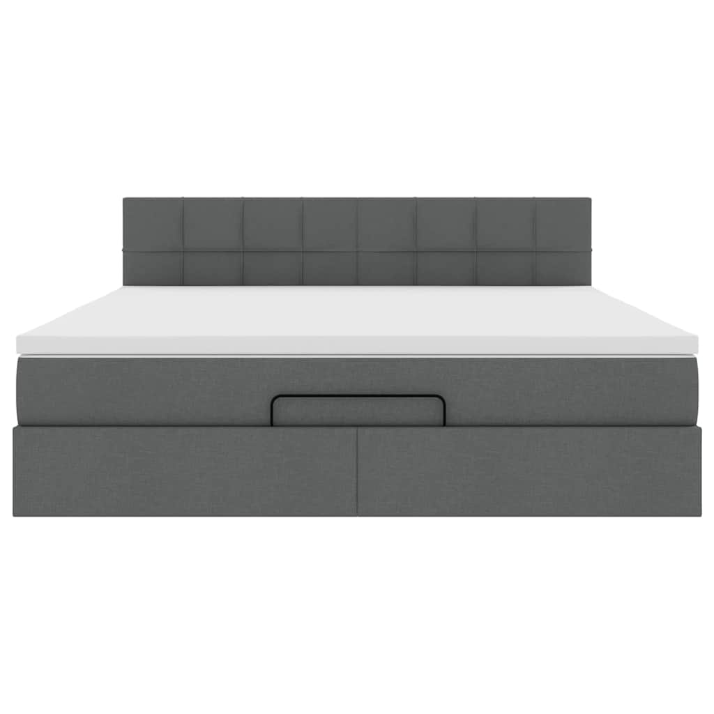 Cadre de lit ottoman avec matelas gris foncé 160x200cm tissu - XIOS