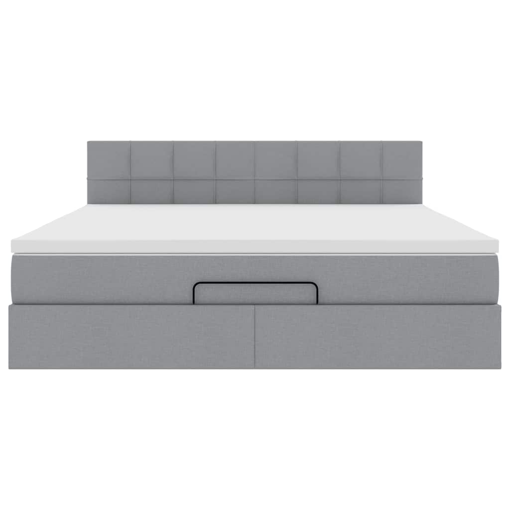 Lit ottoman avec matelas et LED Gris clair 180x200 cm tissu - XIOS
