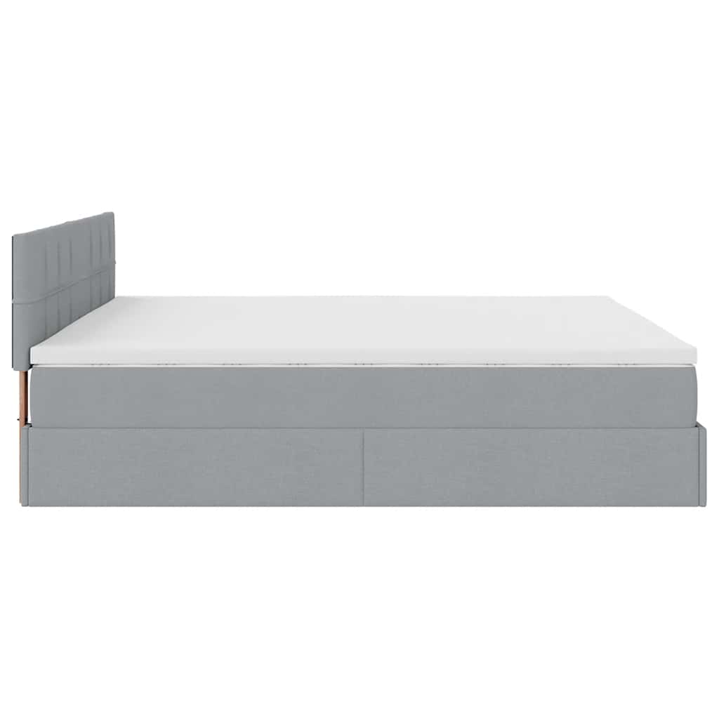 Lit ottoman avec matelas et LED Gris clair 180x200 cm tissu - XIOS