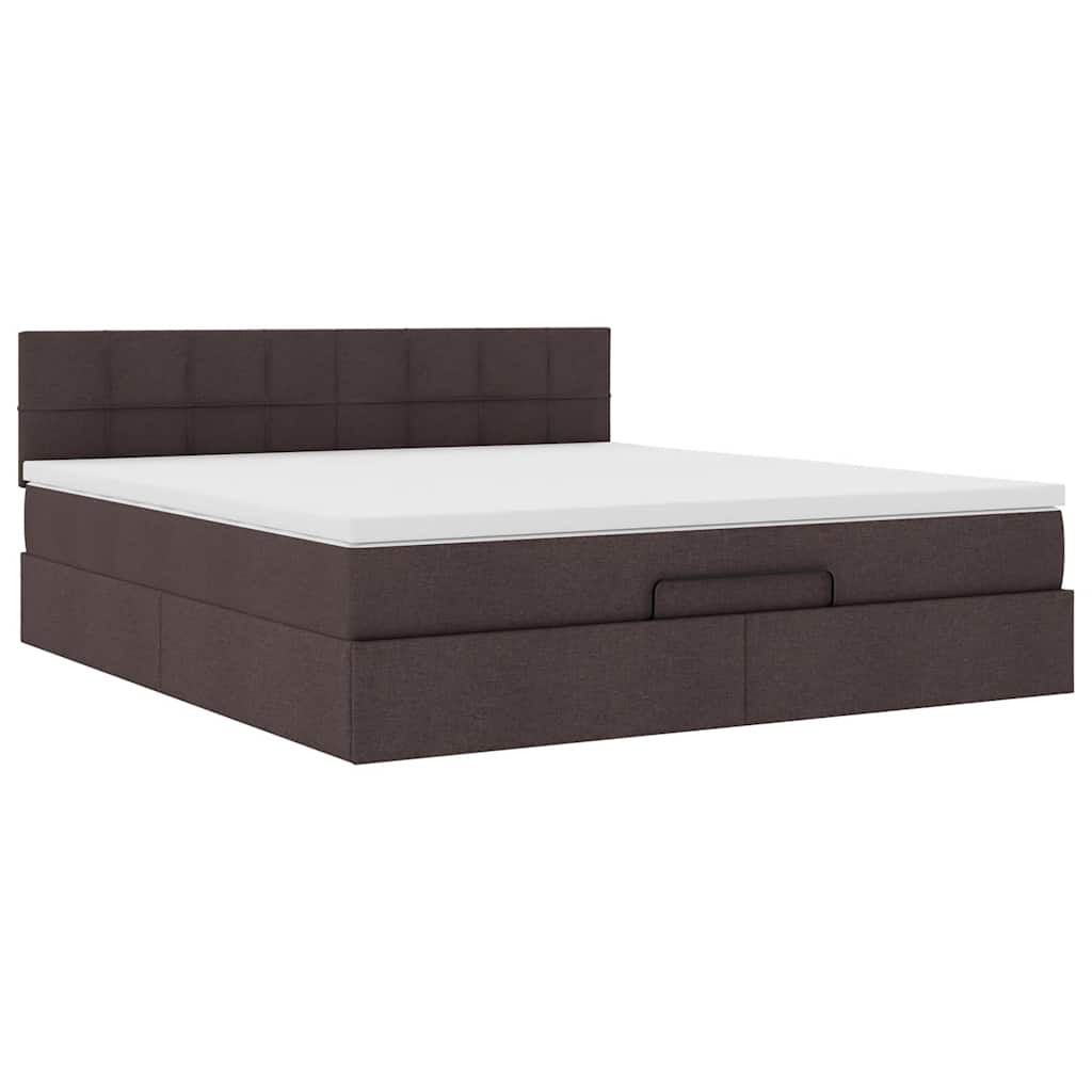 Lit ottoman avec matelas et LED Marron foncé 180x200 cm tissu - XIOS