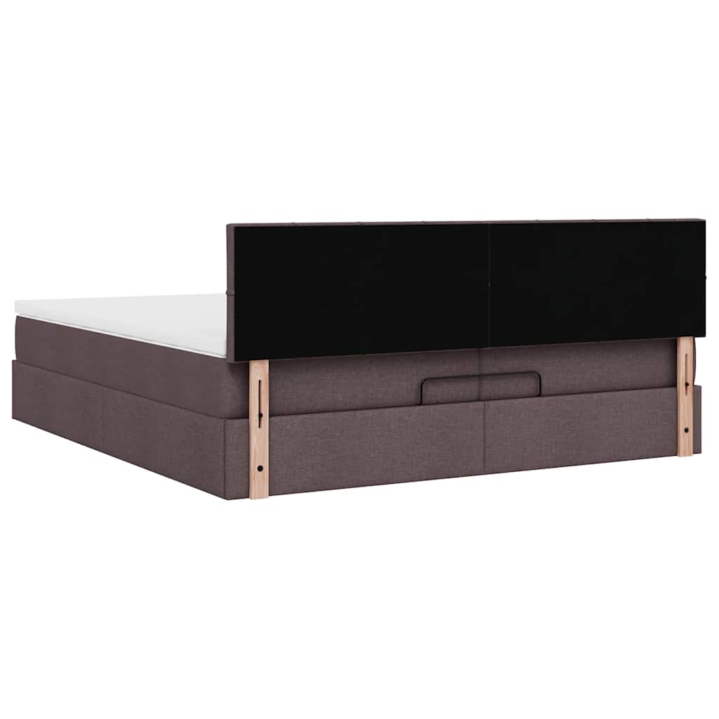 Cadre de lit ottoman avec matelas marron foncé 200x200 cm tissu - XIOS