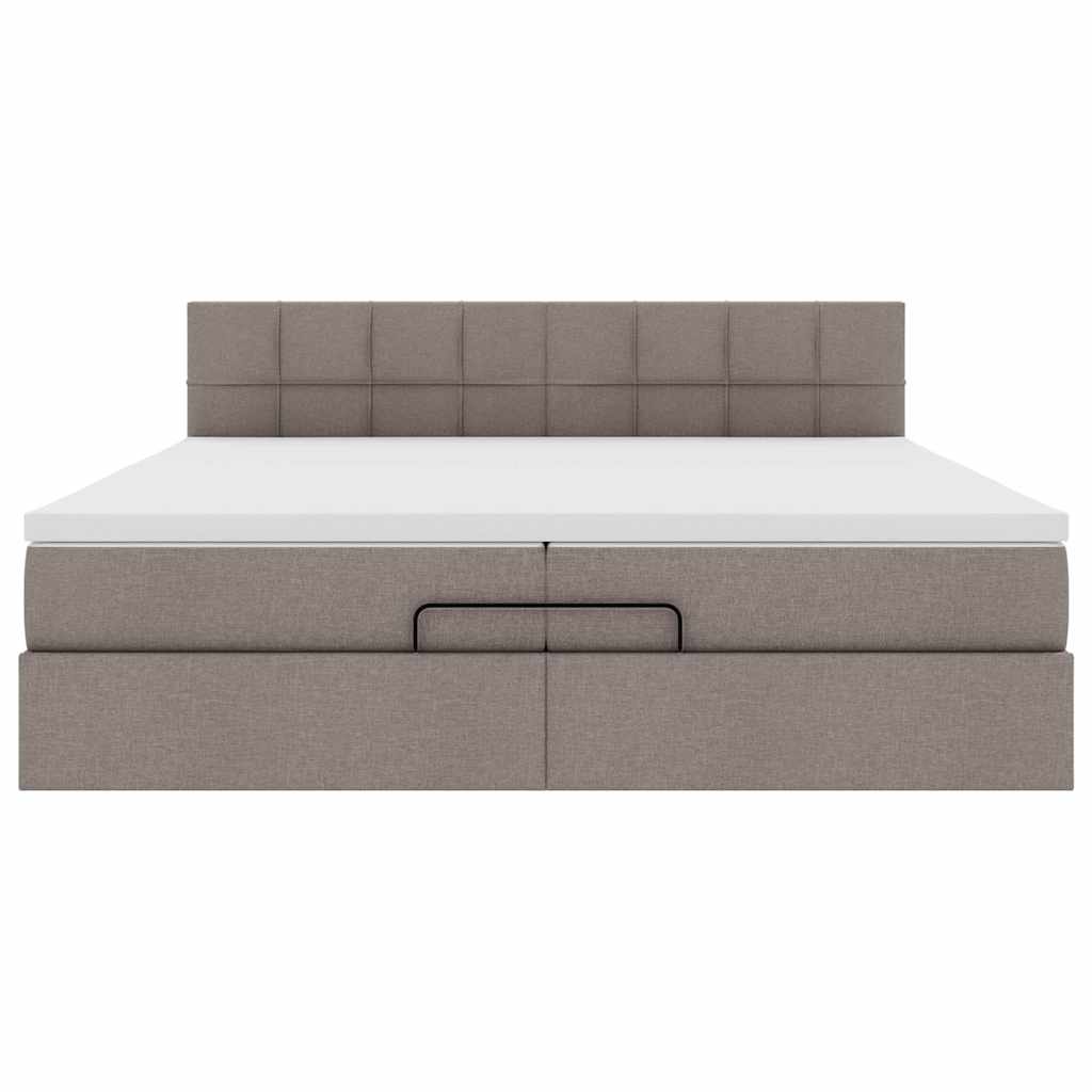 Cadre de lit ottoman avec matelas taupe 200x200cm tissu - XIOS