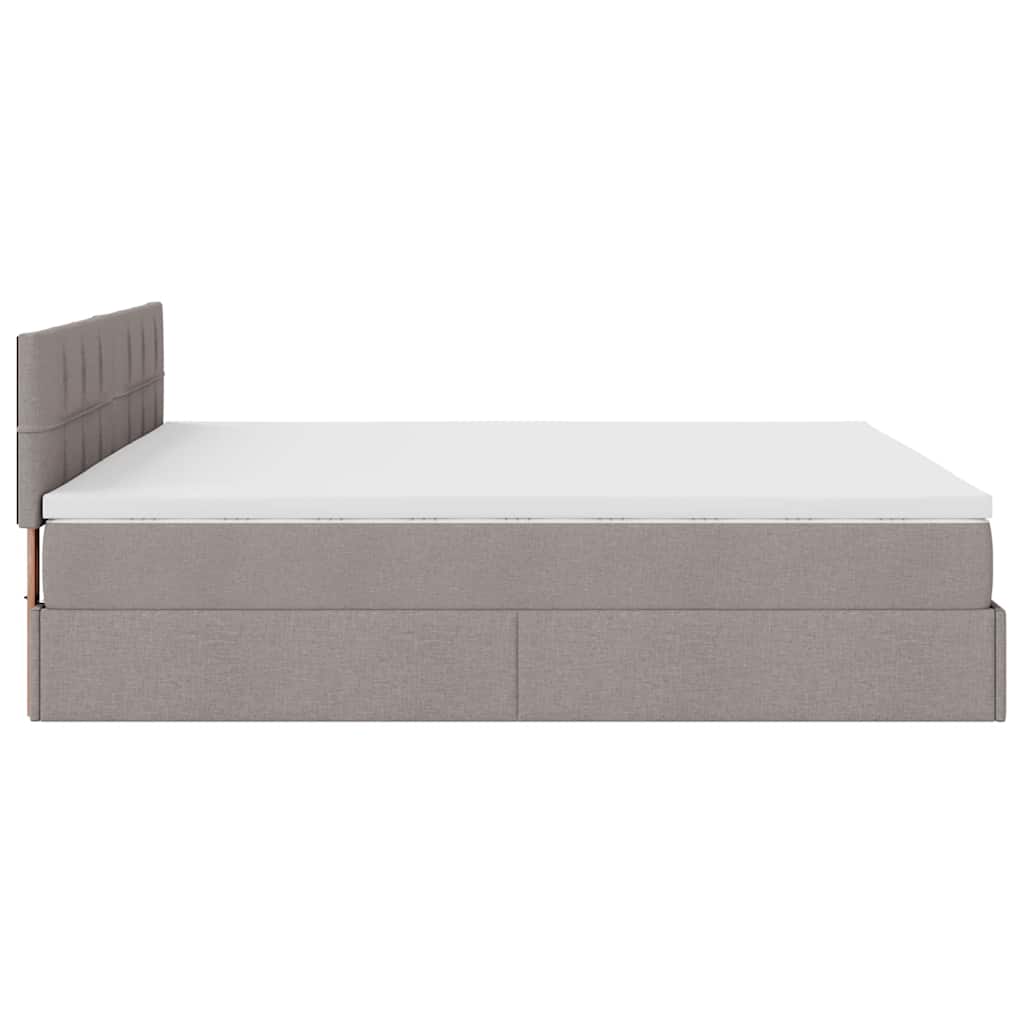 Cadre de lit ottoman avec matelas taupe 200x200cm tissu - XIOS