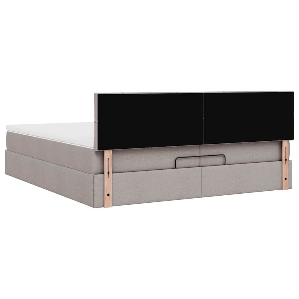 Cadre de lit ottoman avec matelas taupe 200x200cm tissu - XIOS